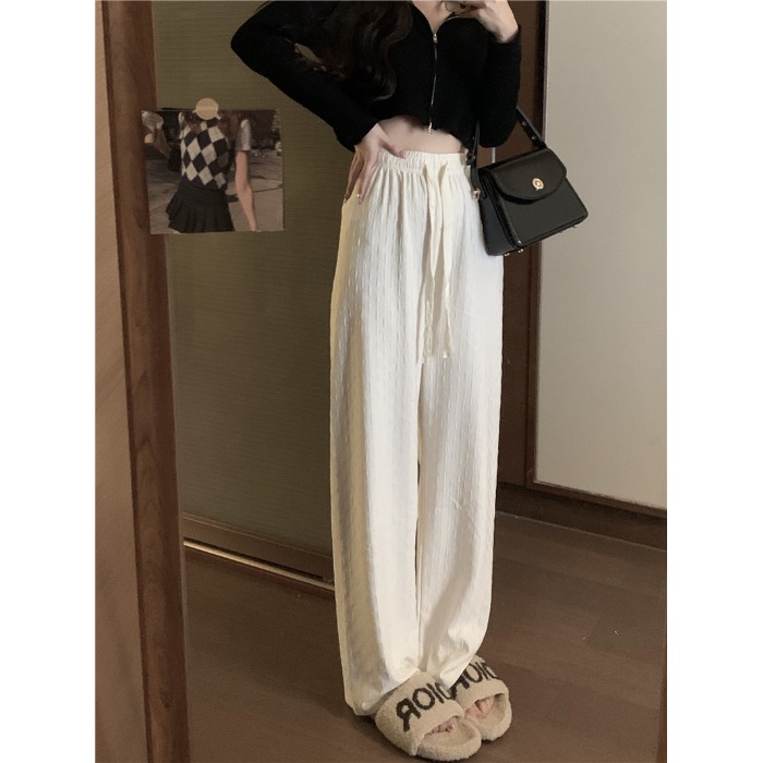 -Official picture 280g jacquard cloth new versatile loose loose slimming wide-leg casual pants