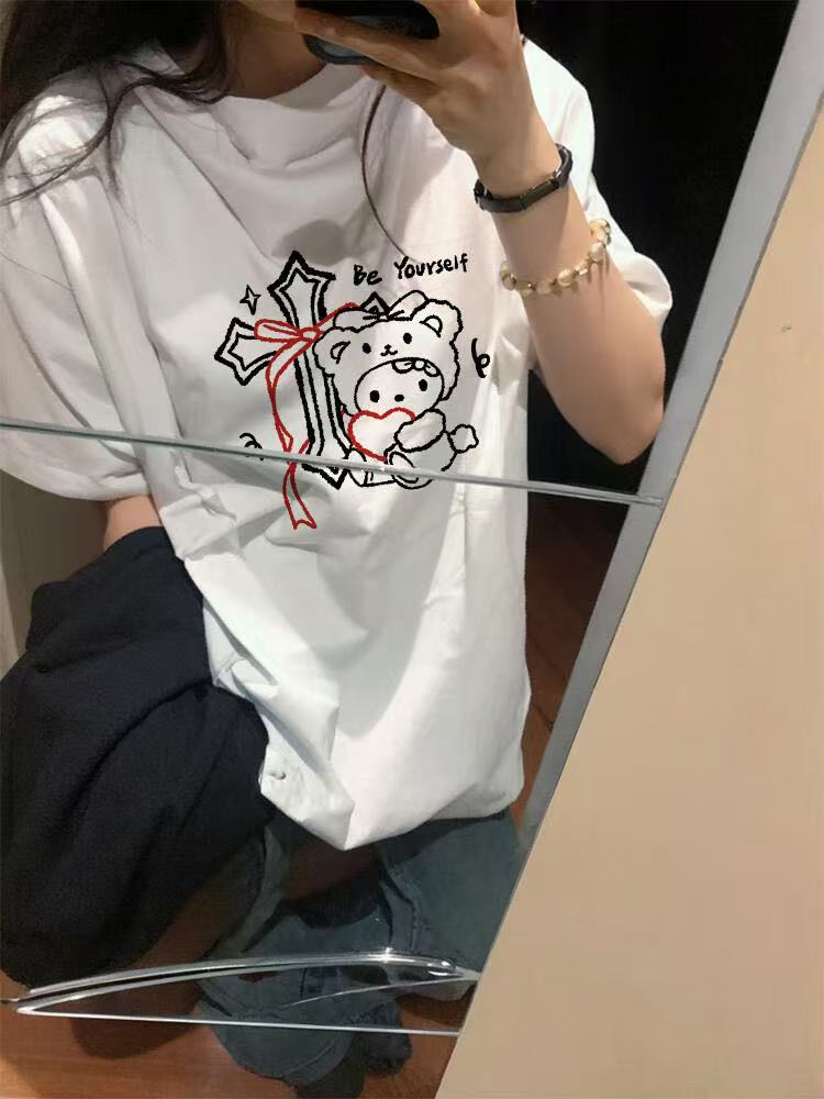 High-quality pure cotton 200g 100% cotton combed tight high-quality workmanship short-sleeved T-shirt for women