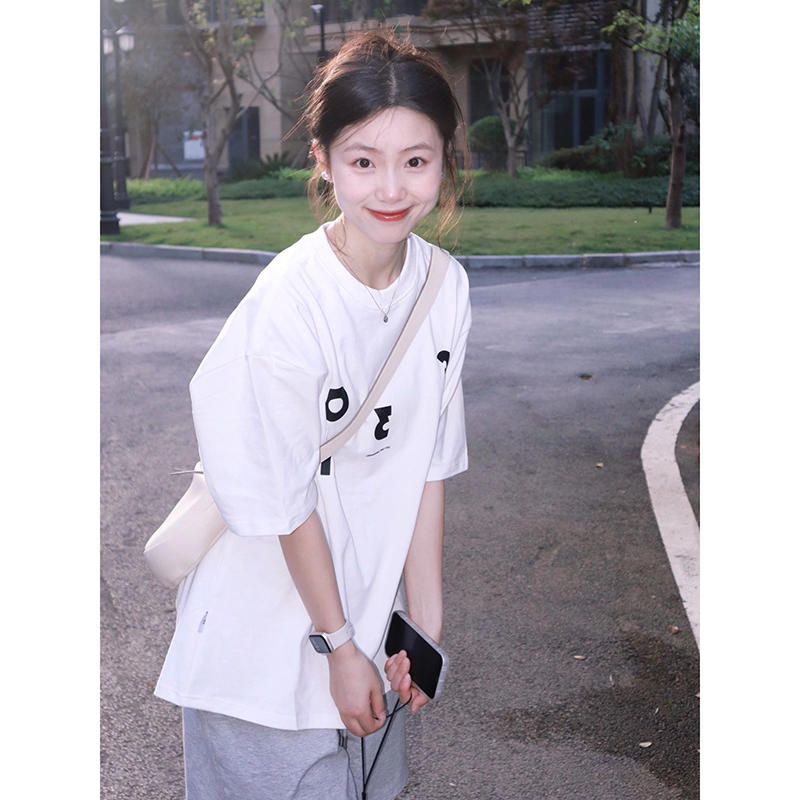 Official photo heavyweight/combed pure cotton back collar with seam edges S-XXXL summer short-sleeved T-shirt for women