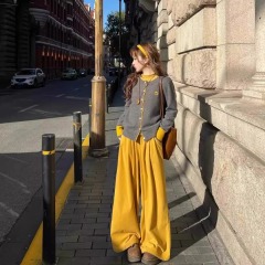 Miu series wear fake two-piece knitted cardigan for women early spring sweater jacket slim fit and high-end top