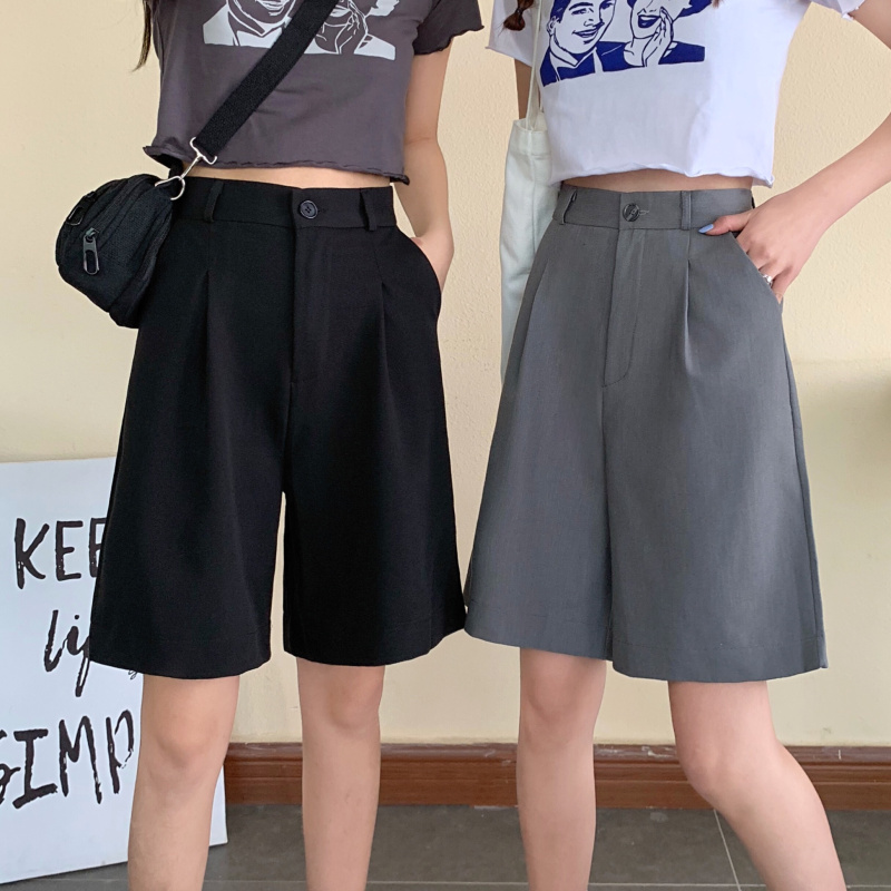Five-point medium pants spring and summer new Korean wide-leg pants casual suit shorts for women