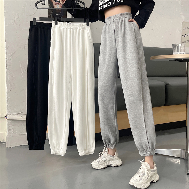 -Real shot 6535 Minnie new spring loose wide-leg tying casual pants for women