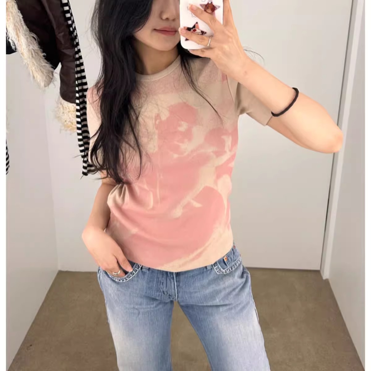 Official picture 92 cotton/8 spandex 40 210g pure cotton ballet character printed short-sleeved T-shirt
