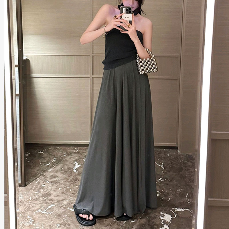 -Official picture Drooping skirt long skirt women's spring temperament lazy A-line skirt slim big hem skirt