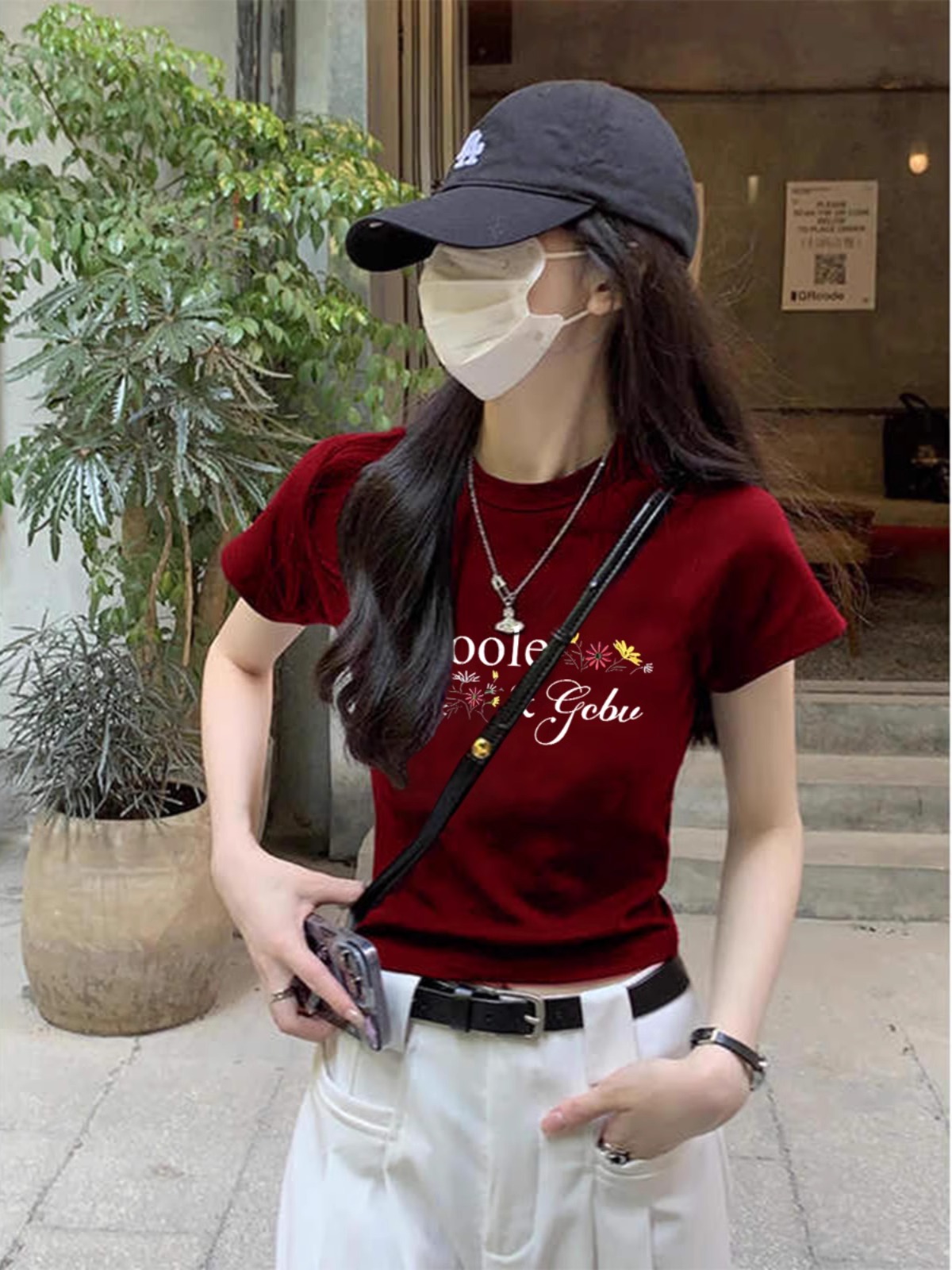 High-quality pure cotton 210g 40 pieces Odale 92 cotton 8 spandex printed hot girl slim short-sleeved T-shirt for women