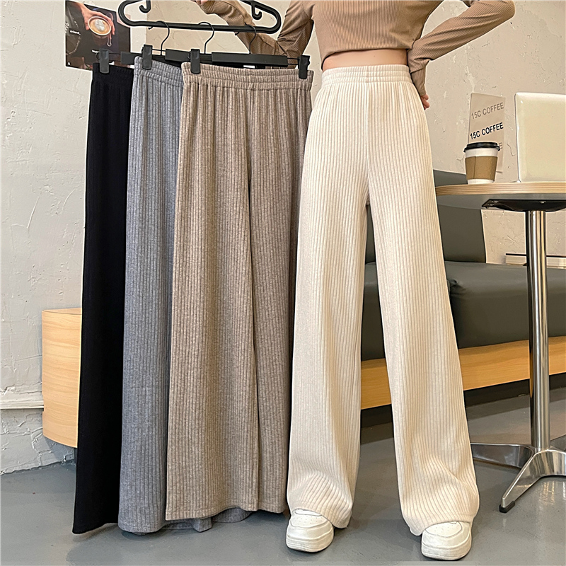 -Real photo corduroy thin spring new loose wide-leg versatile casual pants for women