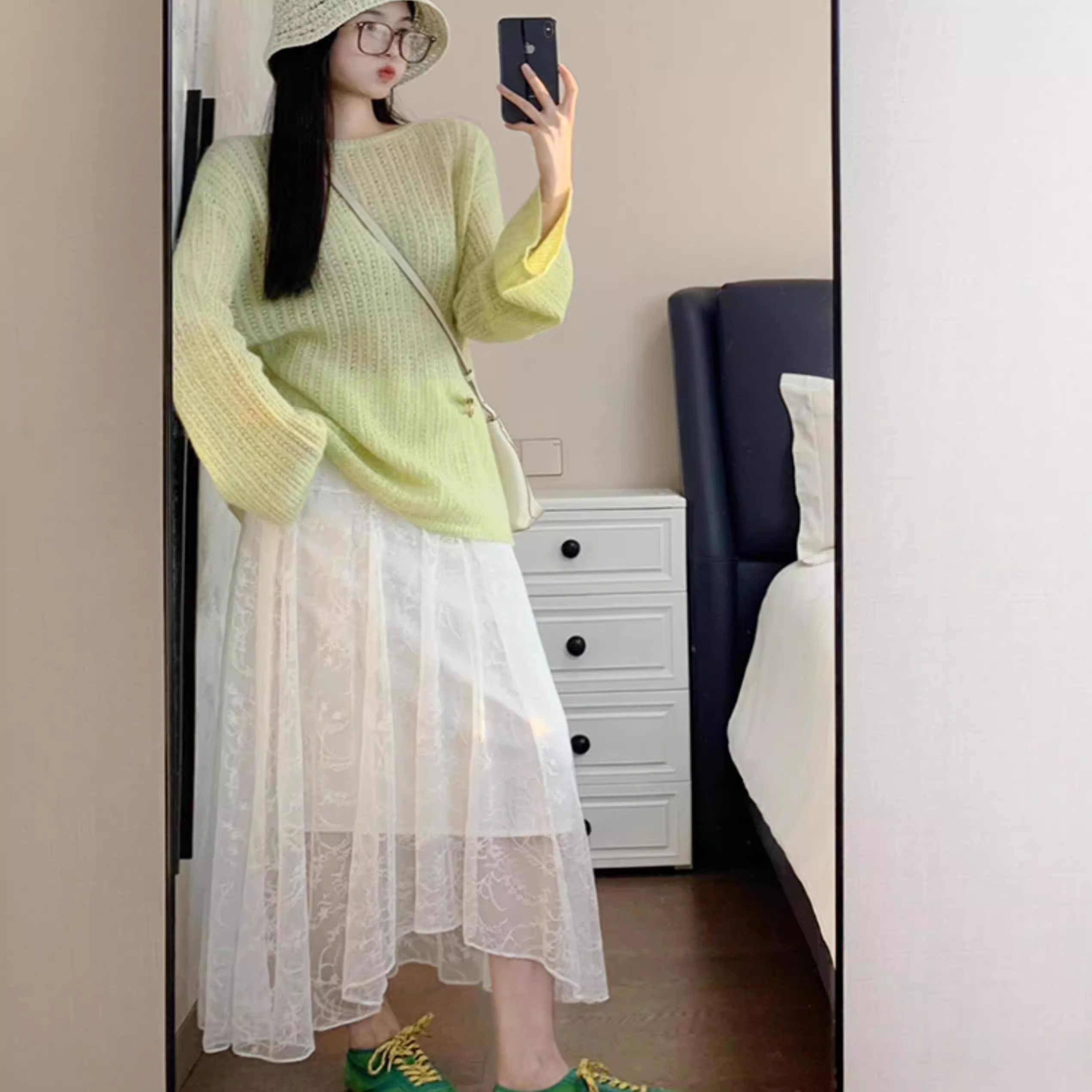 Hollow hook sweater for women 2025 spring new lazy style slack blouse thin outer sun protection top