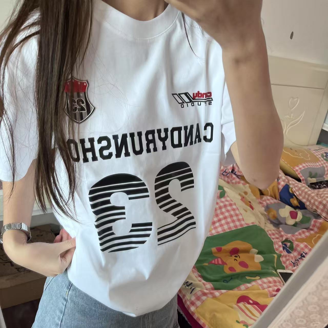 High-quality pure cotton 200g 100% cotton combed tight high-quality workmanship short-sleeved T-shirt for women