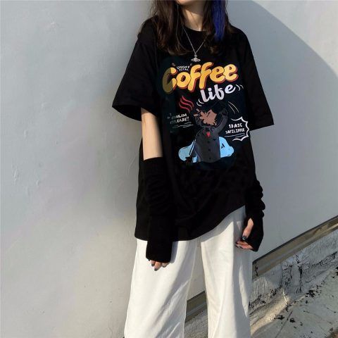Harajuku style short-sleeved T-shirt for women 2025 summer new Korean style student loose ins top trend