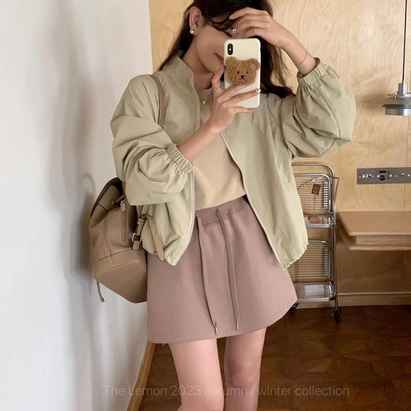 New Korean casual loose windbreaker jacket for women's street-fried American retro stand-alone baseball uniform cardigan top