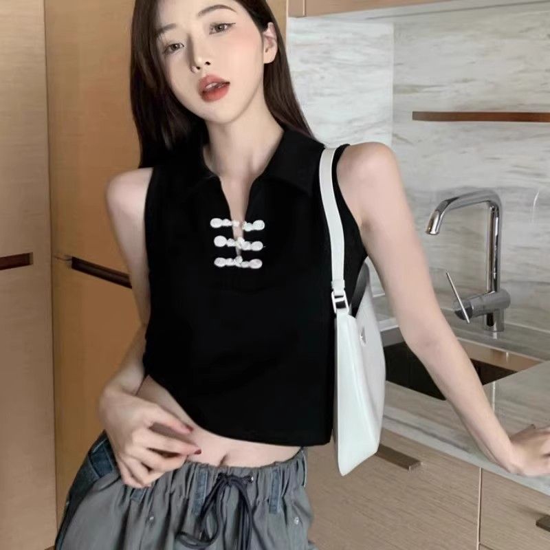 95 cotton 5 spandex quality summer polo shirt design niche slim short hot girl top