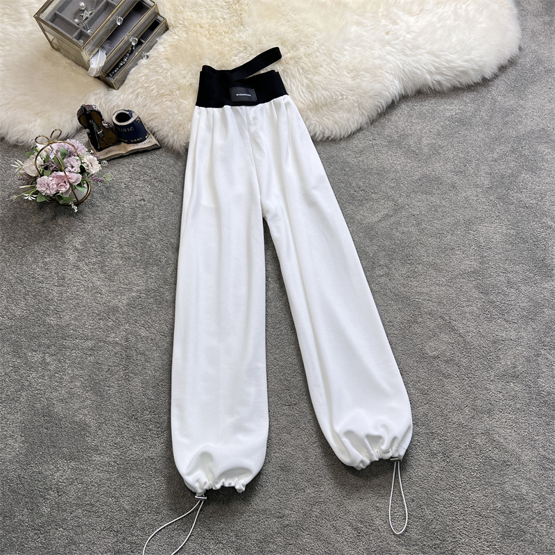 -Official Photo New spring style wide-leg high waist drooping versatile casual sports pants