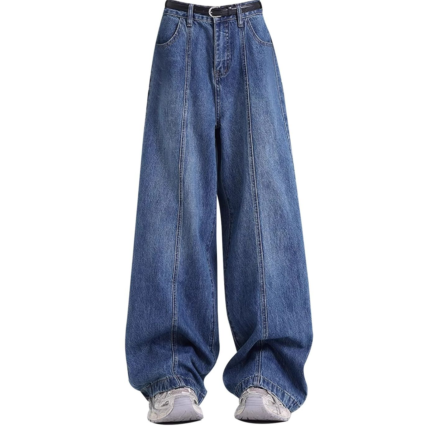 American retro washing straight jeans for women in spring and autumn lazy style loose and versatile floor wide-leg pants