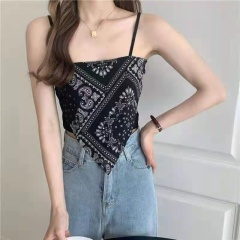 甜辣美背肚兜式腰果花吊帶設計感針織外穿背心女夏季短款內搭上衣