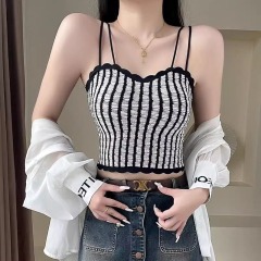 小香風吊帶背心女帶胸墊打底內搭2025新款抹胸美背內衣短款上衣女