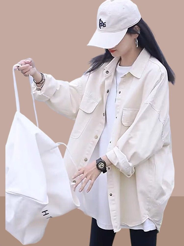 Women's Long Sleeve Shirt Jacket 2025 Spring and Autumn New Small Large Size Women's Denim Shirt Top