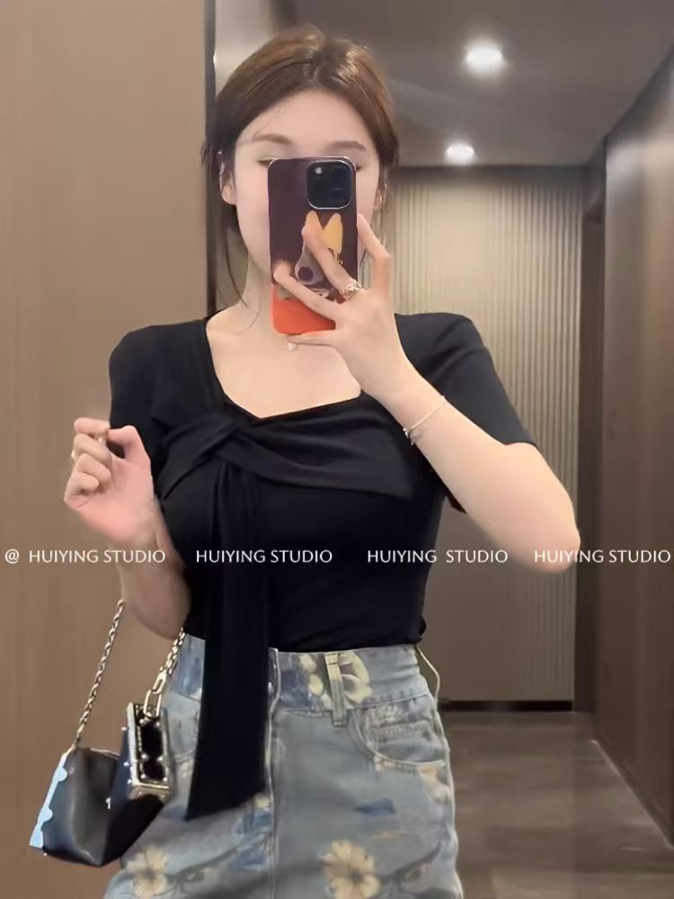 40 combed imitation cotton 210g with elastic live broadcast quality for women, short-sleeved T-shirt