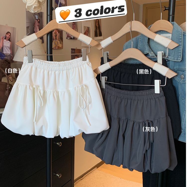 New spring and summer niche design bow skirt for women with high waist slim A-line puffy flower bud short skirt