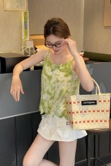 2025彩虹色棉麻吊帶背心女夏季外穿無袖t恤洋氣蕾絲打底衫上衣