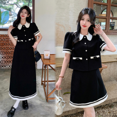 ~2025 Plus Size Set Korean College Style Top Coat + Skirt Set for Plus Size Women, Versatile Two-Piece Set