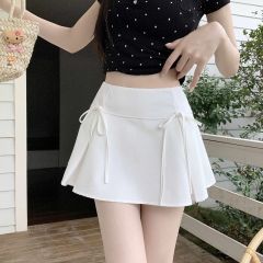 Suit short skirt A-line mini skirt Korean style hot girl design bow tie anti-exposure short skirt A-line skirt