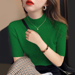 半高領毛衣女長袖針織打底衫春秋冬新款中袖修身內搭洋氣上衣