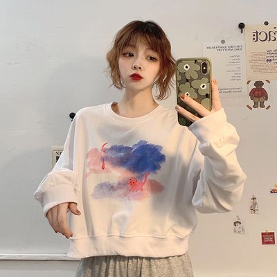 Short sweatshirt for women loose Korean version 2025 new spring and autumn thin Japanese vintage long-sleeved tops trendy ins