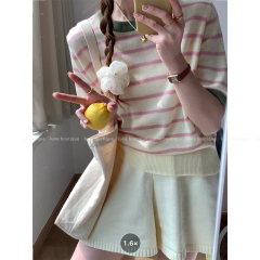 Lune 條紋針織T恤女2025年夏季新款韓系溫柔風打底衫短袖內搭上衣