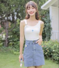 Rib 2025 new embroidered love small suspender short vest design