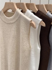 American-style cool spicy loose high-end beautiful sleeveless knit vest for women, summer 2025 new style outerwear, very attractive