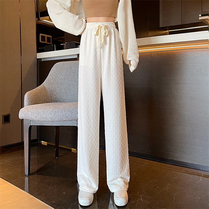 -Real photo 280g jacquard cloth new versatile loose loose slimming wide-leg casual pants