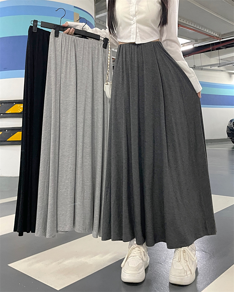 -Real shot of drooping skirt long skirt for women in spring temperament lazy A-line skirt to look slim and big sway skirt