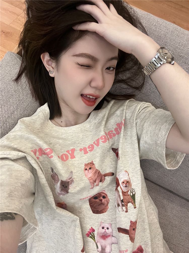 Official photo heavyweight/combed pure cotton back collar with seam edges S-XXXL summer short-sleeved T-shirt for women