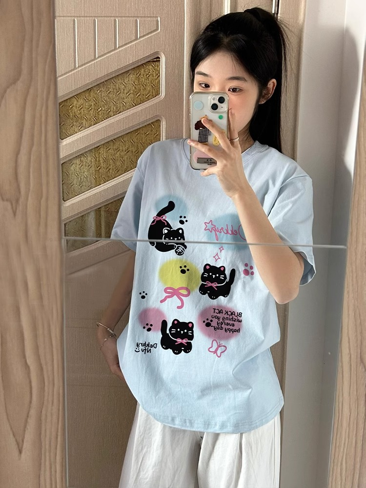 High-quality pure cotton 200g 100% cotton combed tight high-quality workmanship short-sleeved T-shirt for women