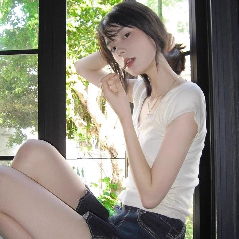 210g pure cotton thread original quality, slim and unique casual and versatile top trendy in summer