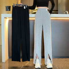 503#-Real shot of new spring styles of slit wide-leg loose casual pants for women's wardrobe