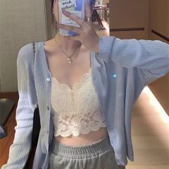 2025法式短款抹胸女夏季外穿美背內搭背心網紅辣妹鈎花蕾絲小吊帶