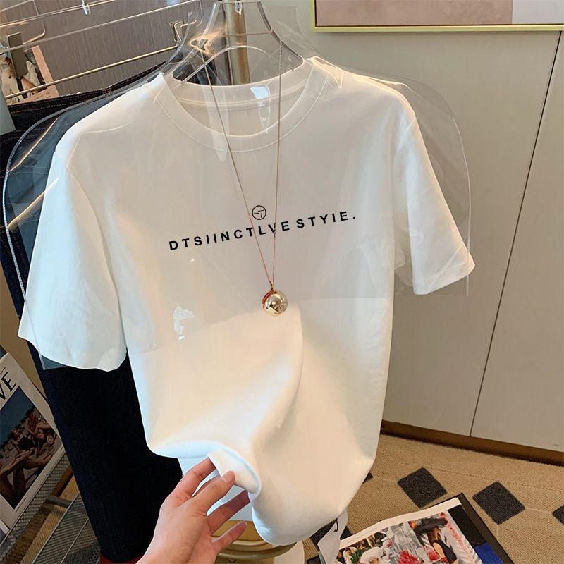 Official photo heavyweight/combed pure cotton back collar with seam edges S-XXXL summer short-sleeved T-shirt for women