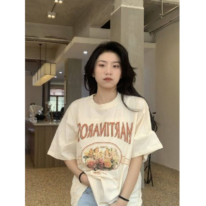 2025 summer Korean version short-sleeved T-shirt for women's summer new style loose European and American bf style