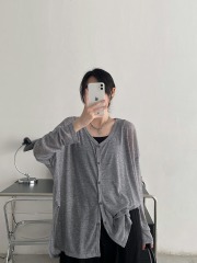 MR 原版面料 軟綿綿開衫女長袖外搭薄款寬鬆透氣上衣微透空調衫