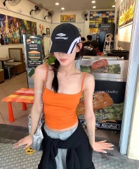 SUNONEONE 辣妹一字吊帶背心女早春新款內搭打底修身顯瘦短款上衣