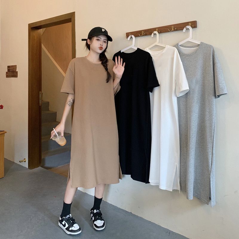 Imitation cotton milk silk #180g double-grind #8 color solid color light plate casual long over-knee dress home nightgown