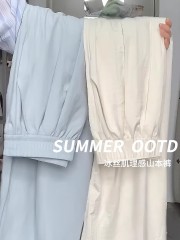 原版奶芙立體腰  奶芙山本褲女2025新款休閒運動褲白色闊腿褲