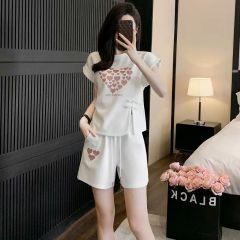 40 threaded cool silk cotton new Chinese sports short sleeve shorts suit for women's summer fashion casual suit