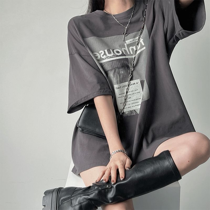 韓國外貿韓版夏季新款短袖t恤女寬鬆韓版時尚百搭短袖上衣女裝