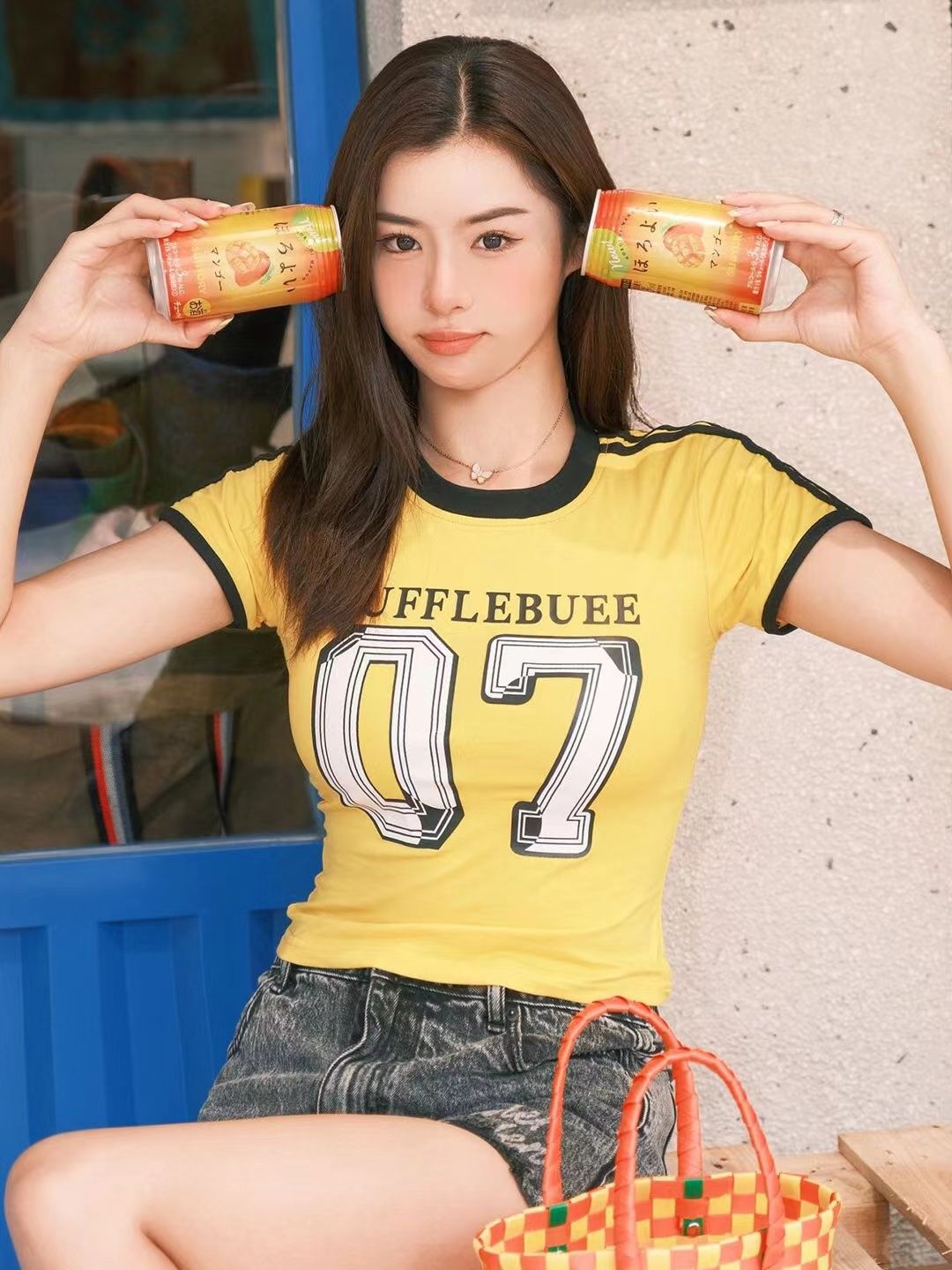210克精棉1X1新品修身上衣小個子美式復古辣妹短款T恤