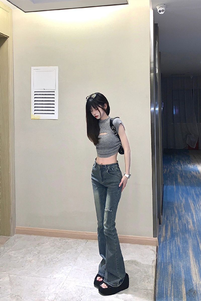 性感鏤空針織短上衣短款夏季女修身設計小眾新款顯瘦辣妹短袖T恤