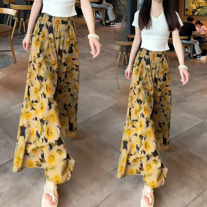 大碼復古高級感洋氣碎花褲子2025夏季高腰時尚顯瘦氣質減齡褲裙女