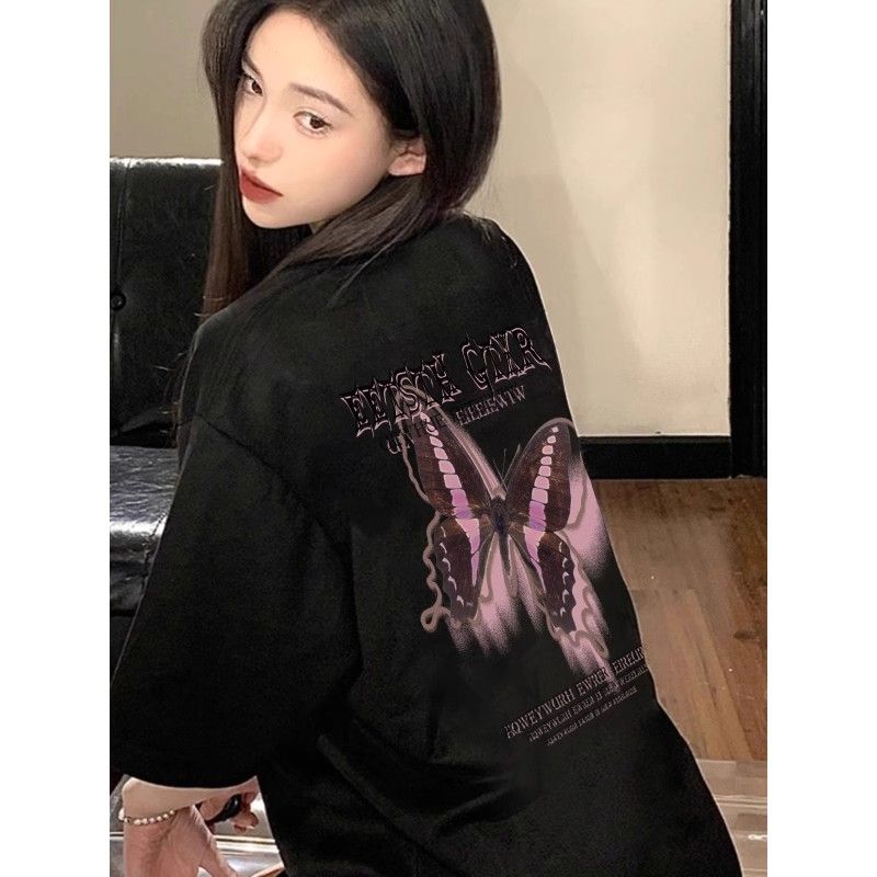 高品質純棉220克精梳緊密100%棉直播同品寬鬆短袖t恤女
