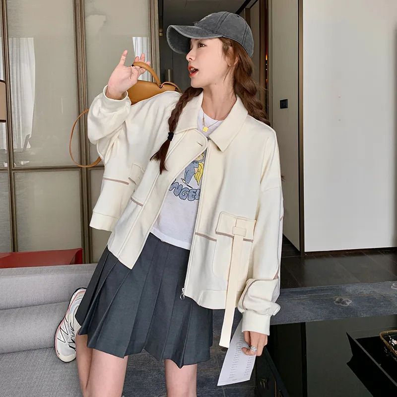2025春秋新款韓版學院風減齡夾克上衣女寬鬆休閒流行棒球服外套女